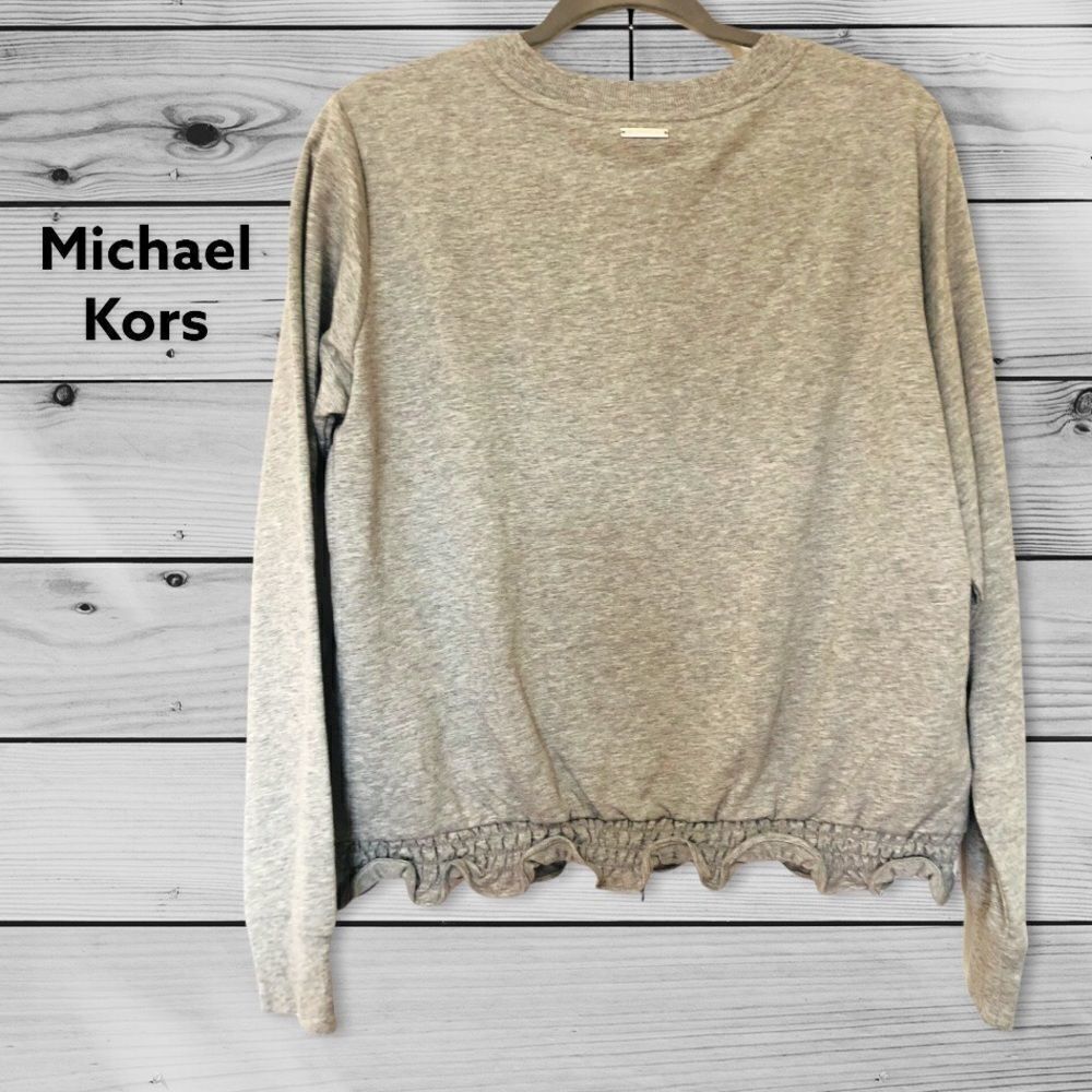 NWT: Michael Kors Ruffle Bottom Sweatshirt - Picture 2 of 9